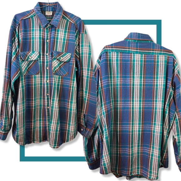 🌲 Vintage Five Brothers Plaid Shirt Grunge 2XL 🤠 - Picture 2 of 7